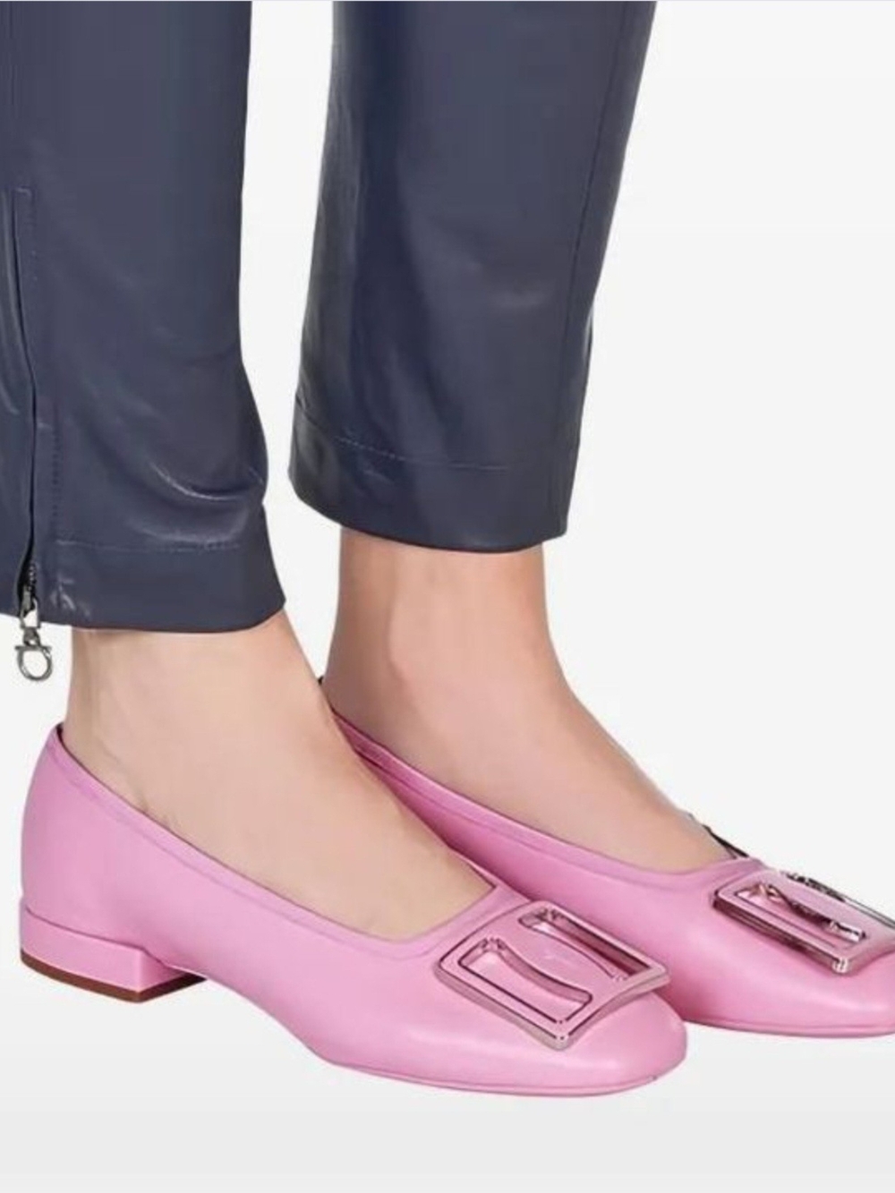 Salvatore Ferragamo Women Flamingo buckle leather ballerina flats Size 8.5C NWB